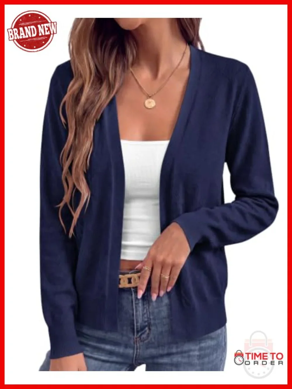 Lightweight Open Front Cardigan, Diamond Hollow Knit, Long Sleeve V-Neck,